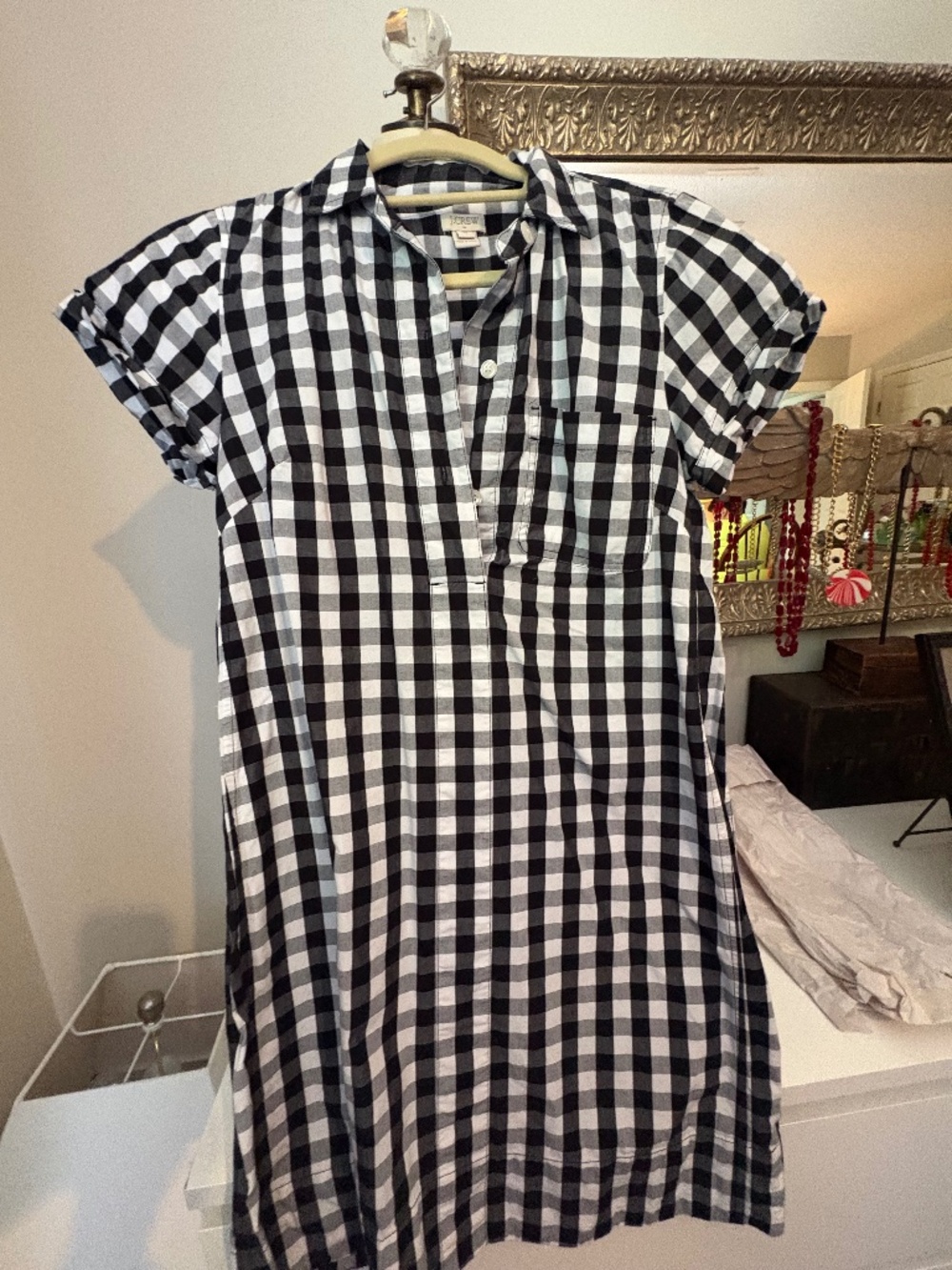 J crew black white shirt dress xs